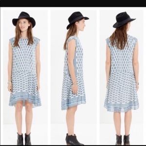 Madewell White/Blue Skyscraper Diamond Floral Dress